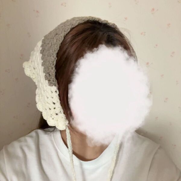 バブーシュカ 手編み 編み物 ハンドメイド 一点物 毛糸 ヘアバンド ヘアアクセサリー ファッション