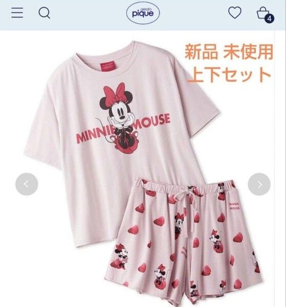 新品 ジェラートピケ ルームウェア ディズニー ミニー Tシャツ&ショートパンツ 上下セット 半袖 ピンク 部屋着 パジャマ
