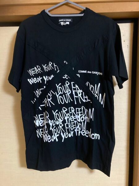 コムデギャルソン メッセージプリント 半袖 Tシャツ 切替 クロス パッチワーク Sサイズ