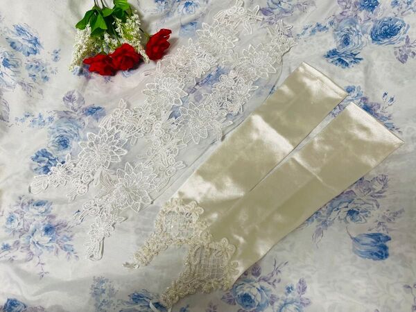 ウエディンググローブ 2点セット レース ホワイト 白 フィンガーレス グローブ 手袋 ウエディング ウェディング 結婚式