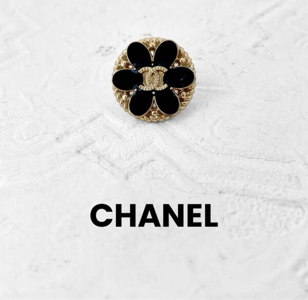 【CHANEL】ヴィンテージ ボタン ブローチ ゴールド ブラック
