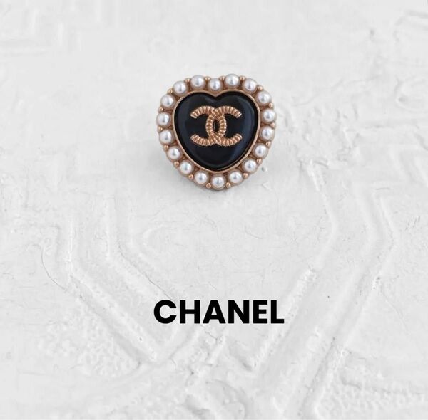 【CHANEL】ヴィンテージ ボタン ブローチ ゴールド ブラック パール