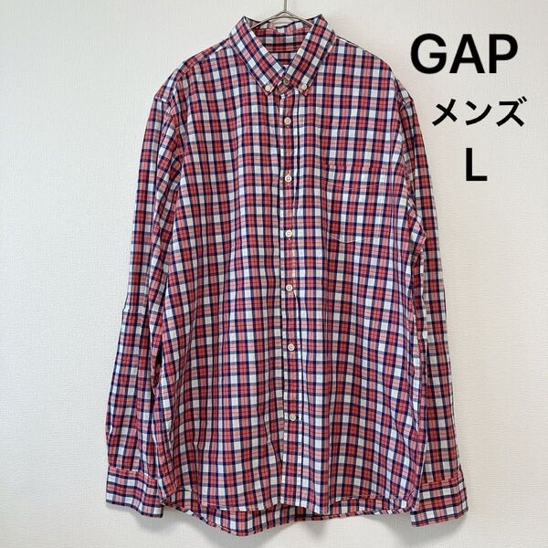 GAP ギャップ メンズ 長袖シャツ アメカジ 古着 ボタンダウン BDシャツ チェック柄 コットン カジュアル Lサイズ