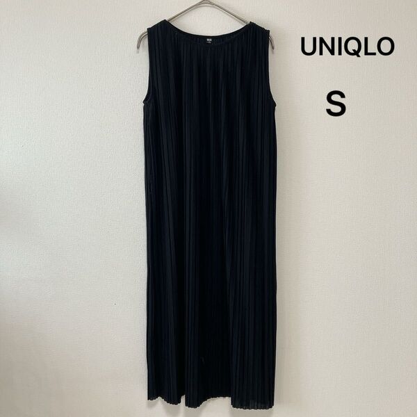 UNIQLO ユニクロ レディース ノースリーブ プリーツワンピース 黒 ブラック Sサイズ