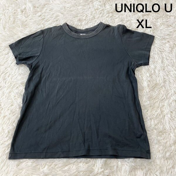 UNIQLO U ユニクロユー レディース クルーネックTシャツ 半袖 綿100% コットン チャコールグレー XL