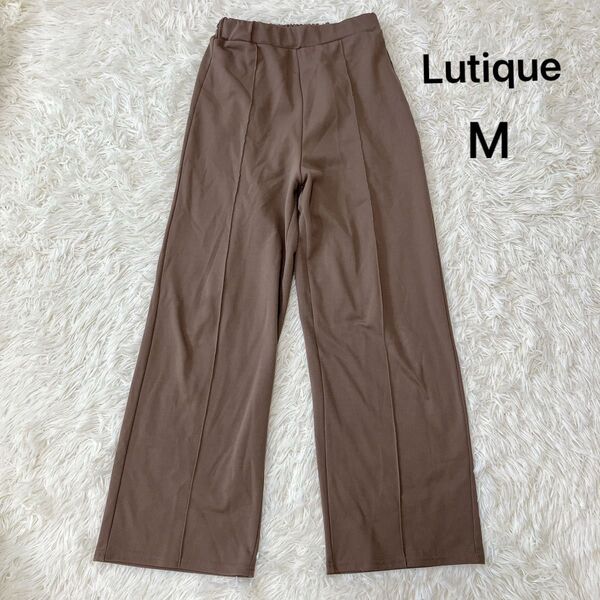 Lutique ルティーク しまむら レディース スラックス風イージーパンツ ウエストゴム ブラウン Mサイズ