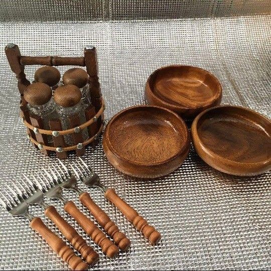 調味料入れ スパイス 容器 小皿 フォーク サラダボール 木製 テーブル用品