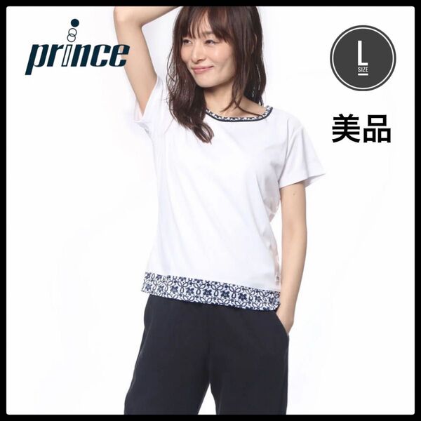 プリンス prince テニス 半袖 Tシャツ ゲームシャツ 花柄 L 美品
