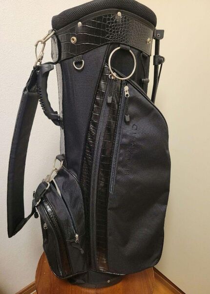 HARVID ゴルフ キャディバッグ ブラック 黒 クロコダイル調 メンズ レディース
