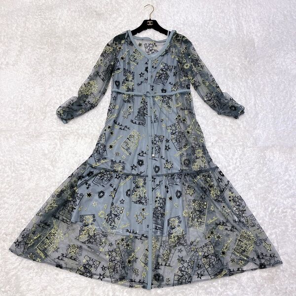 美品 ダイアグラム グレイスコンチネンタル grace continental diagram シアー 刺繍 ワンピース 前田典子