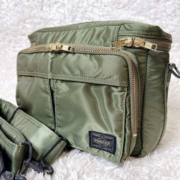 極美品 ポーター タンカー カメラバッグ セージグリーン ショルダーバッグ 2way PORTER TANKER カーキ
