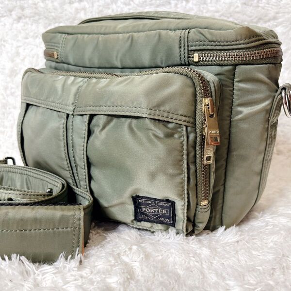 良品 ポーター タンカー カメラバッグ PORTER TANKER ショルダーバッグ 2way カーキ セージグリーン 大容量