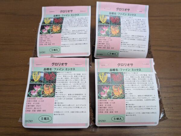 グロリオサ(キツネユリ) 球根 ファインミックス 5球入×4袋