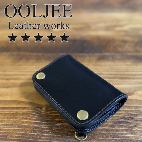 【極美品】OOLJEE ヒリー ミドルトラッカーウォレット バイカーズウォレット 黒