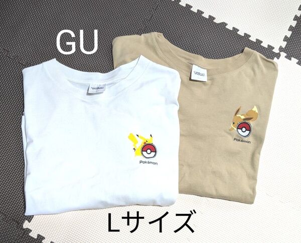 GU Tシャツ トップス 2枚セット Lサイズ ポケモン ピカチュウ イーブイ 古着 ジーユー
