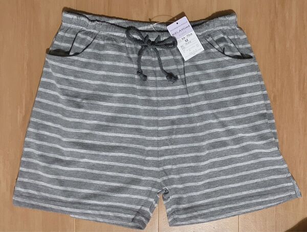 新品!未使用品!美品 グレーボーダー リラックスショートパンツ M タグ付き!