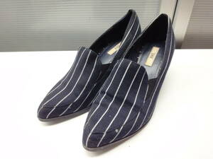  including carriage *R&E ROSESSENCE/a-ru and i- rose essence #23.5cm# stripe side-gore Loafer opera pumps # navy blue ##20617MK153_18