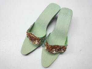  including carriage * unused goods *M(23.0cm~23.5cm degree )# mules sandals # green / Gold ##20629MK408_13