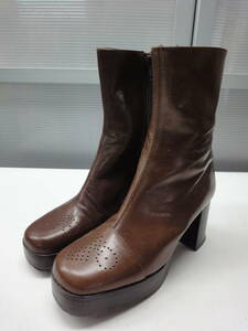 送料込◎Dress up tangent■22.0cm■パンチング スクエアトゥ サイドジップ ショートブーツ 2896■BROWN/ブラウン/茶■#20624MK614_20