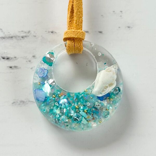 ハンドメイド ネックレス レジン 貝