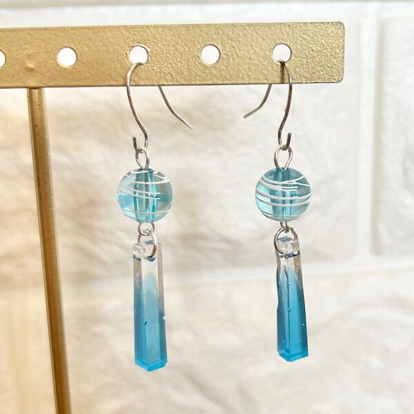 ハンドメイド ピアス レジン 風鈴風