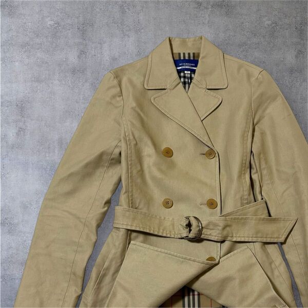 バーバリーブルーレーベル ノバチェック柄 トレンチコート レディース 38号 M BURBERRY アウター