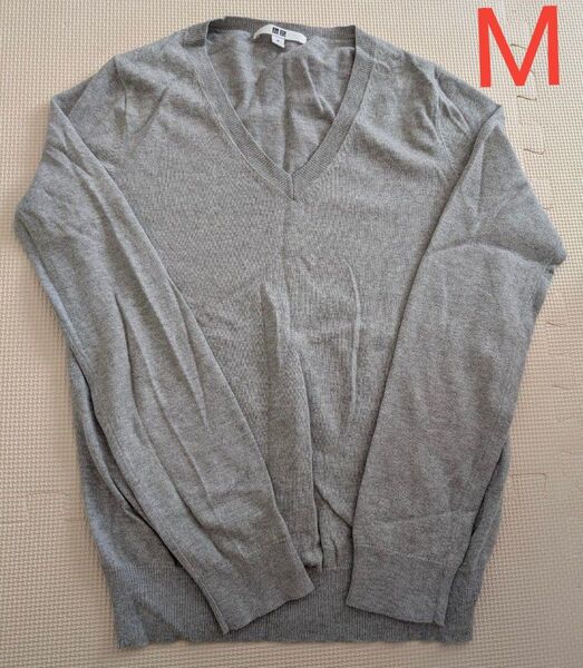 ユニクロ Vネック セーター ニット カシミヤ混 グレー Mサイズ