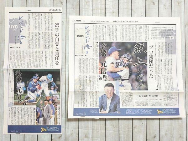 神奈川新聞 2019年 横浜ベイスターズ 記事 切り抜き 谷繁元信