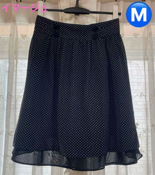 M sizeイマージュコレクション★★膝丈スカート シフォンスカート 水玉 スカート M ボトムス