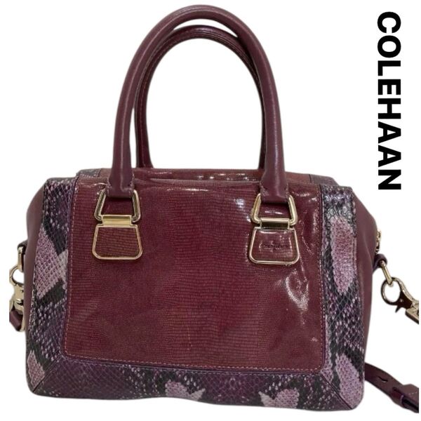 COLE HAAN 2WAY ショルダー 手提げ レザー ボルドーバッグ