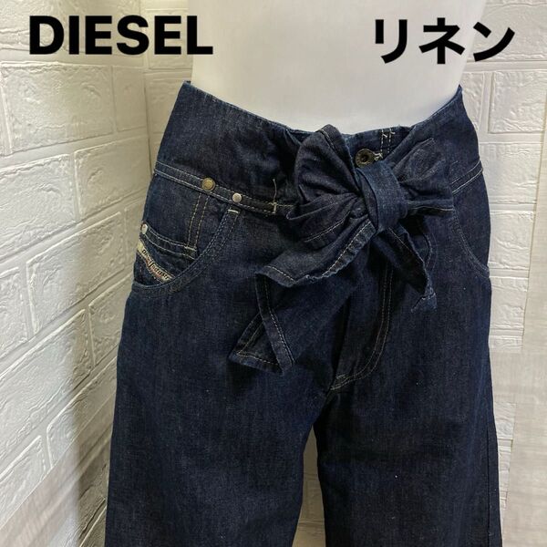 コットン&リネン DIESEL ワイドクロップド丈 ハーフ丈 25インチ