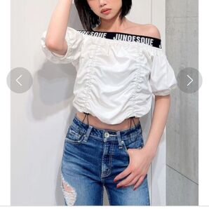 未使用タグ付き GYDA ドローコード 短め丈 オフショルカットソー フリーサイズ定価7,990円
