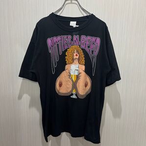 TITTIES & BEER ブラックTシャツ エロT 古着 シングルステッチ
