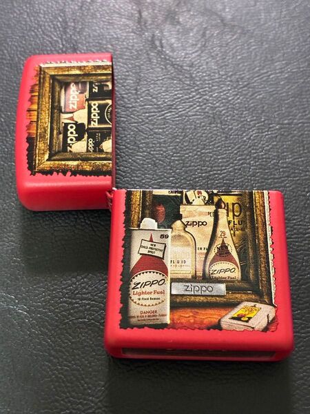 特価品 zippo レッド 歴代オイル缶 外側ケース アウター 前面加工 希少モデル 2014年製