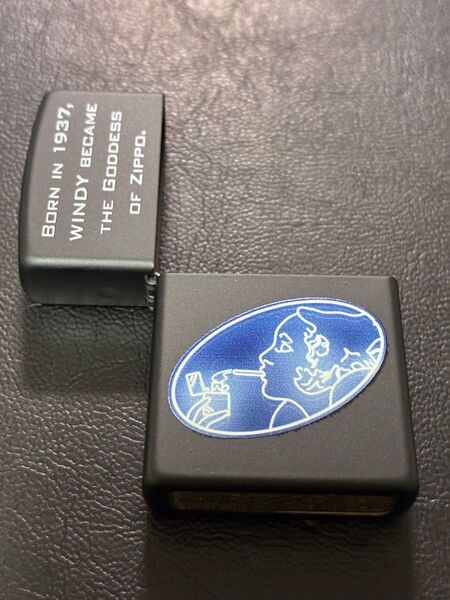 特価品 zippo ウィンディ 前面加工 外側ケース アウター ブラック 希少モデル 2014年製 WINDY