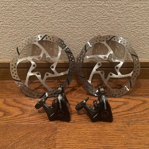 TRP SPYRE-C 機械式ディスクブレーキキャリパー前後セット フラットマウント ディスクローターおまけ 中古品