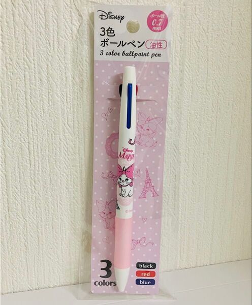 おしゃれキャット マリー 3色ボールペン フック付 ペン 黒 赤 青 ボールペン マリーちゃん ディズニー 新品未使用 匿名配送