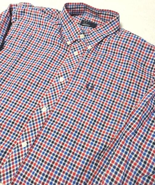 【美品】FRED PERRY フレッドペリー チェック柄 ボタンダウンシャツ L 長袖