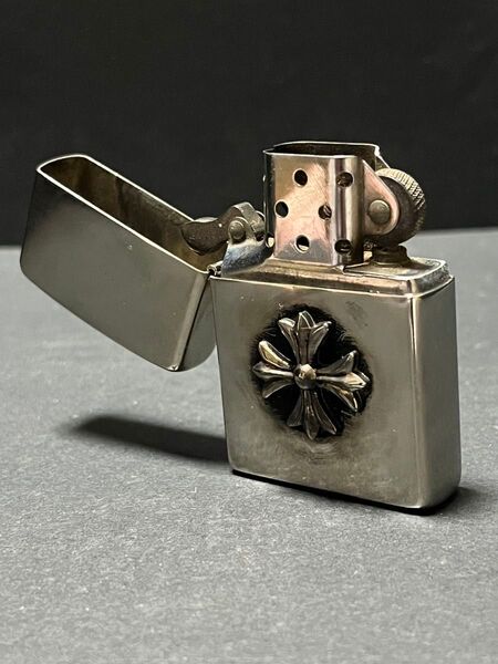 ★バフ掛け済Chrome Hearts風zippoライター メタル シルバー系