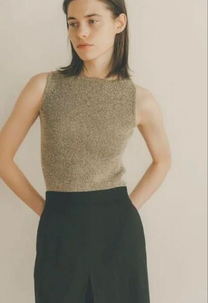 CLANE クラネ BOAT NECK NO SLEEVE KNIT TOPS MIX