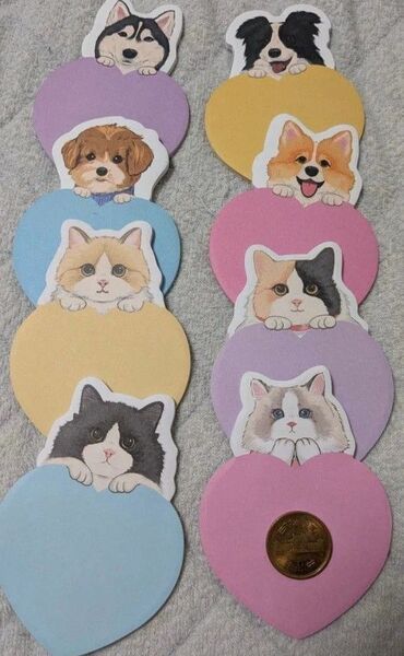 ふせん 付箋 犬 いぬ イヌ 猫 ねこ ネコ メモ帳 メッセージ 動物 デスクワーク 筆記用具 ノート 文具