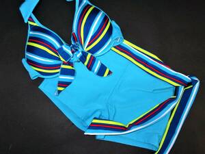 Beach Angel* separate swimsuit * halter-neck bikini 9 number M blue *USED