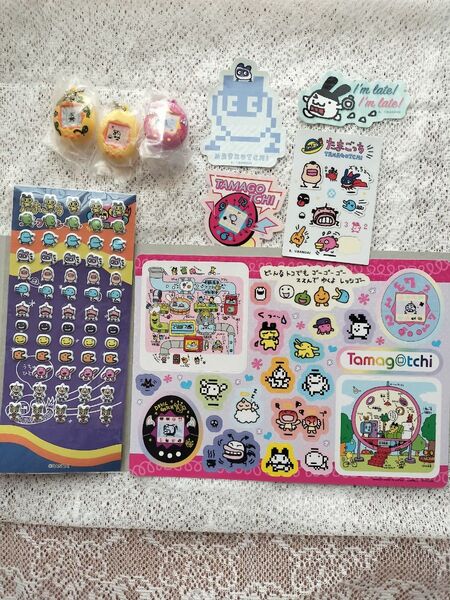 たまごっち グッズ バンダイ ガチャガチャ ミニチュアチャーム ステッカー もこもこシール