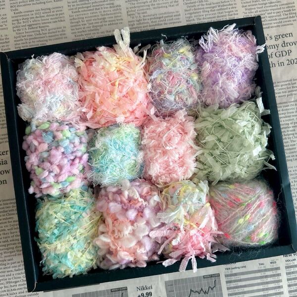 ファンシーヤーン 素材糸 12種類セット 120g (c) 編み物 ハンドメイド 毛糸 手芸材料