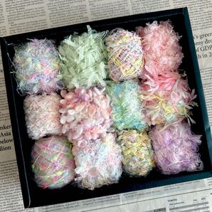 ファンシーヤーン 素材糸 12種類セット 120g (d) 毛糸 編み物 ハンドメイド