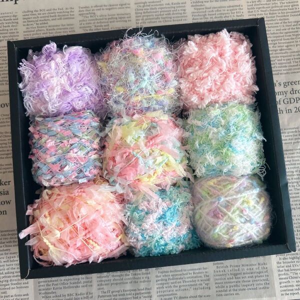 ファンシーヤーン 素材糸 9種類セット 180g(e) 毛糸 編み物 手芸材料 引き揃え糸