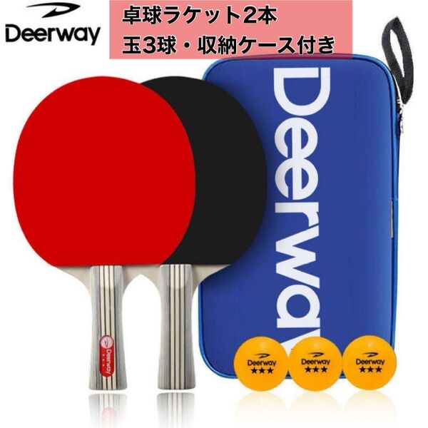 卓球 ラケット 初心者 中級者 2本セット ボール付き 収納袋 練習用 ケース付 温泉 旅行 パーティー ゲーム
