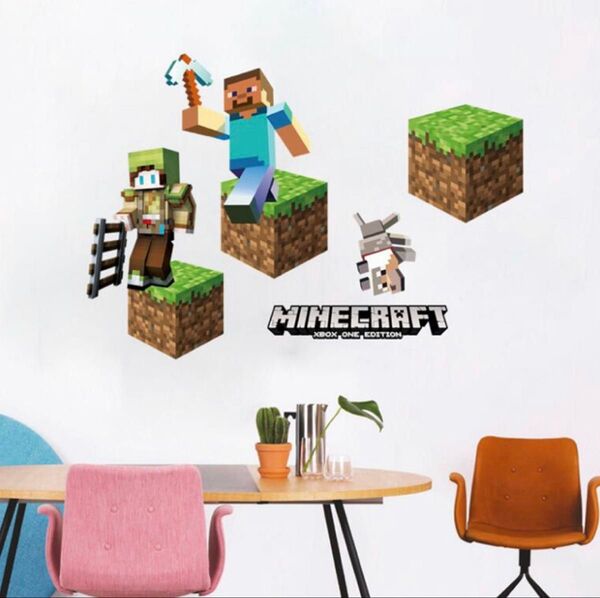 マインクラフト マイクラ ウォールステッカー オオカミ 壁紙 壁シール 壁ステッカー ポスター