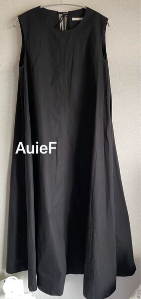 アウィーエフ AuieF ワンピース ブラック ロングワンピース ノースリーブ バックリボン