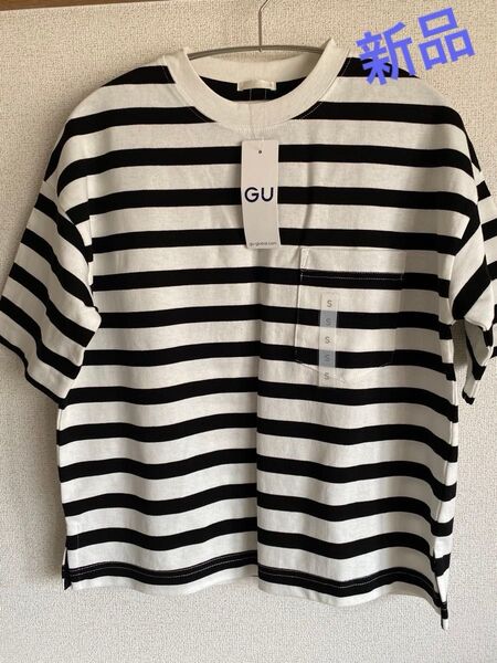 新品タグ付き GU ボーダーTシャツ Sサイズ カットソー 綿100 半袖 半袖Tシャツ